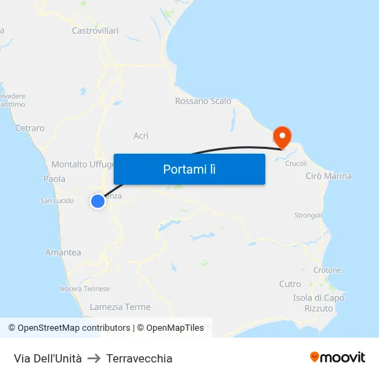 Via Dell'Unità to Terravecchia map