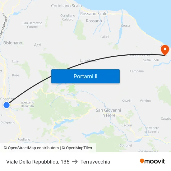 Viale Della Repubblica, 135 to Terravecchia map