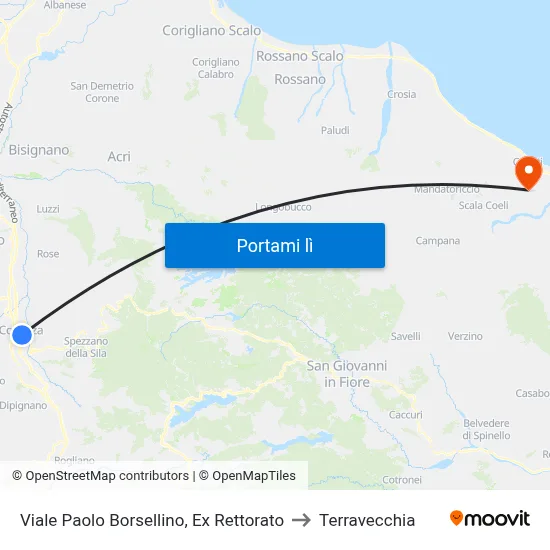 Viale Paolo Borsellino, Ex Rettorato to Terravecchia map