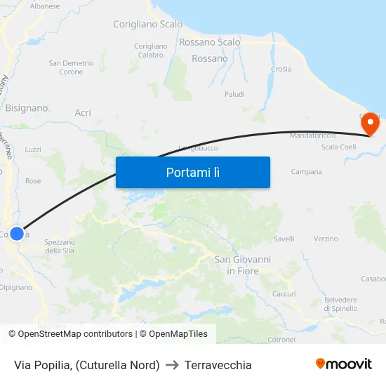 Via Popilia, (Cuturella Nord) to Terravecchia map