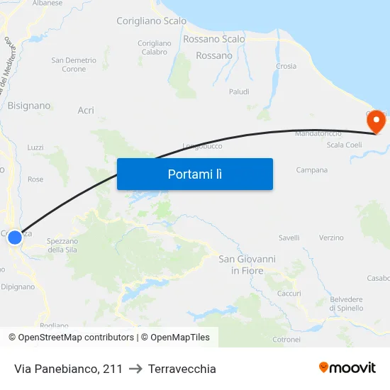 Via Panebianco, 211 to Terravecchia map