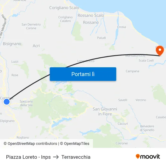 Piazza Loreto - Inps to Terravecchia map