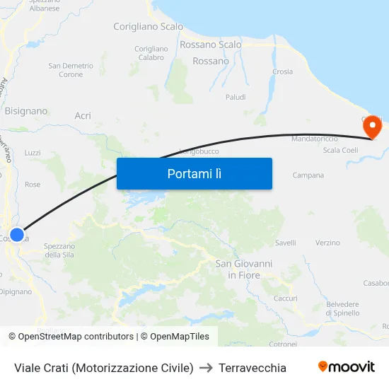 Viale Crati (Motorizzazione Civile) to Terravecchia map