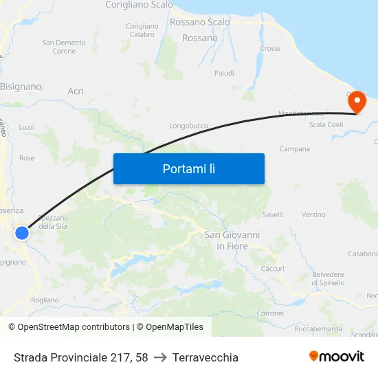 Strada Provinciale 217, 58 to Terravecchia map