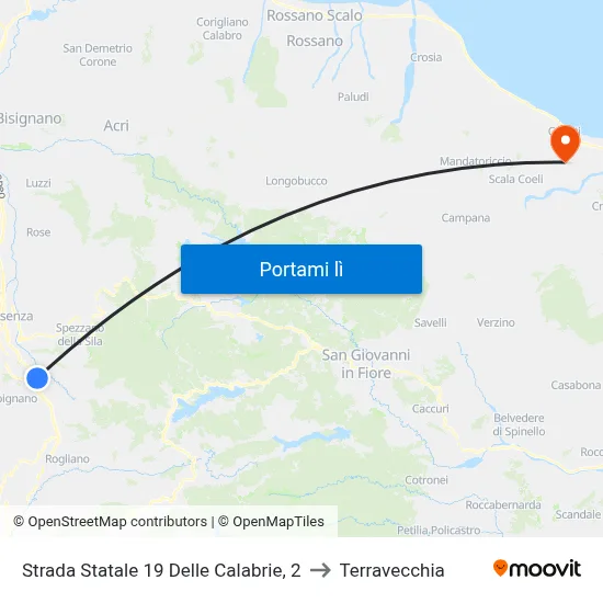 Strada Statale 19 Delle Calabrie, 2 to Terravecchia map