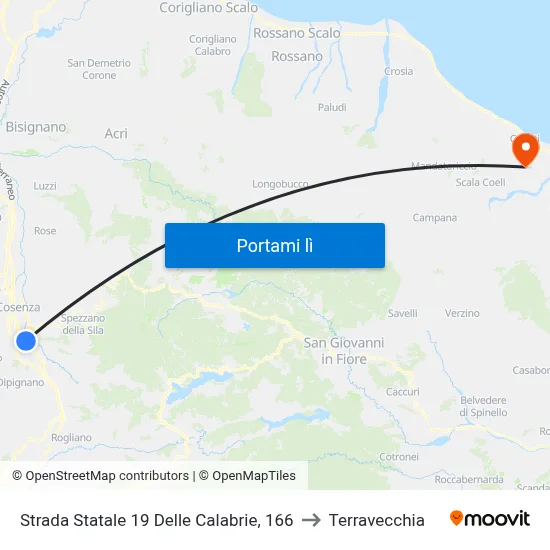 Strada Statale 19 Delle Calabrie, 166 to Terravecchia map