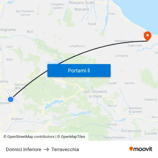 Donnici Inferiore to Terravecchia map