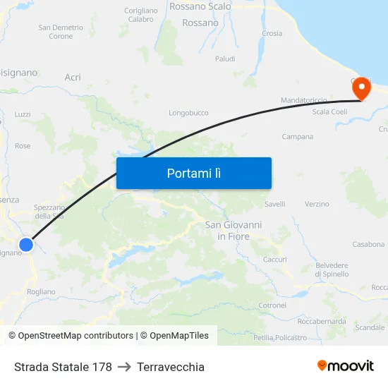 Strada Statale 178 to Terravecchia map