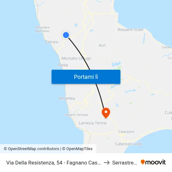 Via Della Resistenza, 54 - Fagnano Castello to Serrastretta map