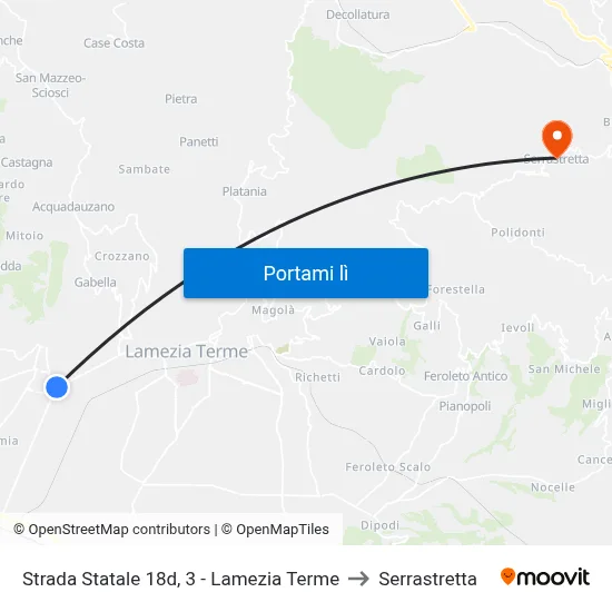 Strada Statale 18d, 3 - Lamezia Terme to Serrastretta map