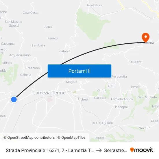 Strada Provinciale 163/1, 7 - Lamezia Terme to Serrastretta map