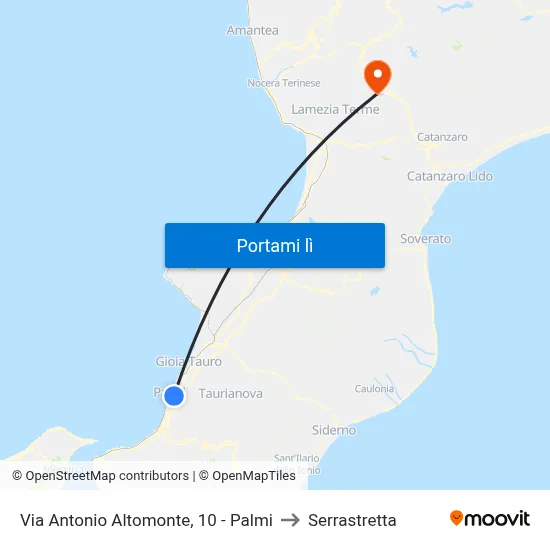 Via Antonio Altomonte, 10 - Palmi to Serrastretta map