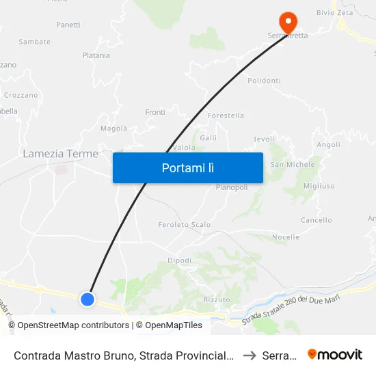Contrada Mastro Bruno, Strada Provinciale 170/1 - Lamezia Terme to Serrastretta map