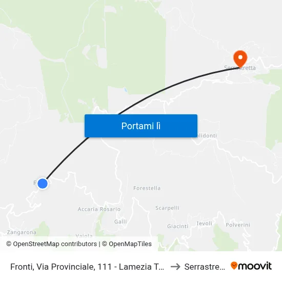 Fronti, Via Provinciale, 111 - Lamezia Terme to Serrastretta map