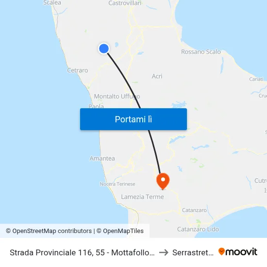 Strada Provinciale 116, 55 - Mottafollone to Serrastretta map