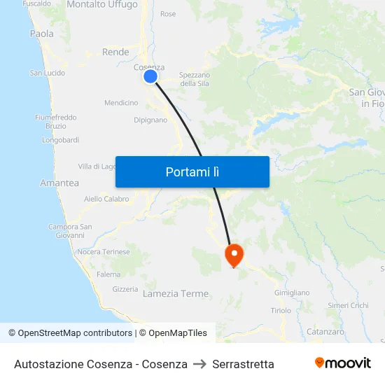 Autostazione Cosenza - Cosenza to Serrastretta map