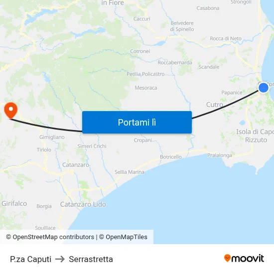 P.za Caputi to Serrastretta map
