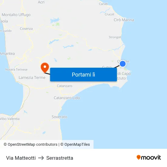 Via Matteotti to Serrastretta map