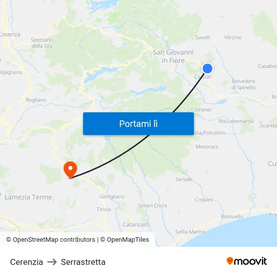 Cerenzia to Serrastretta map