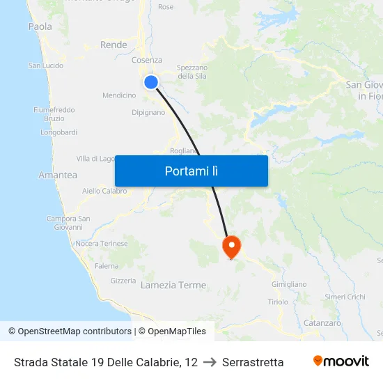 Strada Statale 19 Delle Calabrie, 12 to Serrastretta map