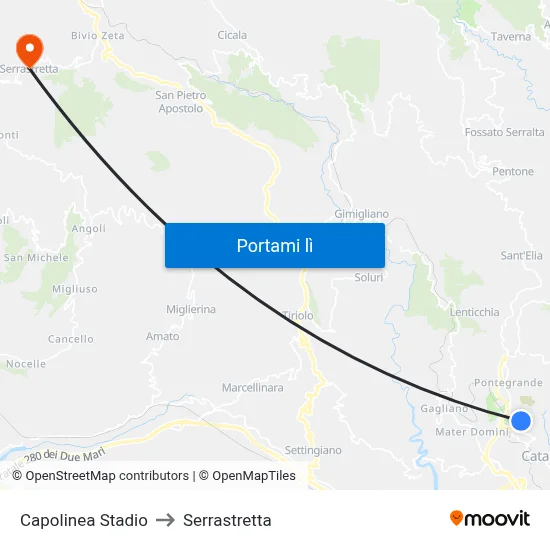 Capolinea Stadio to Serrastretta map