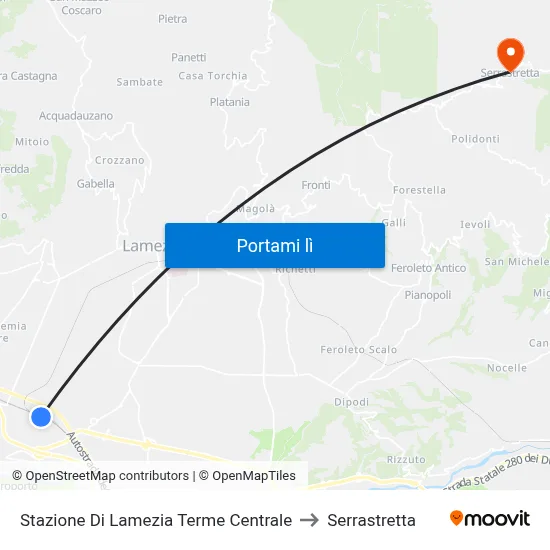 Stazione Di Lamezia Terme Centrale to Serrastretta map
