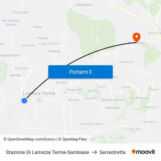 Stazione Di Lamezia Terme-Sambiase to Serrastretta map