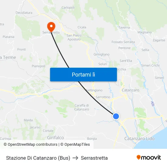 Stazione Di Catanzaro (Bus) to Serrastretta map
