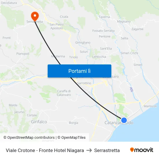 Viale Crotone - Fronte Hotel Niagara to Serrastretta map