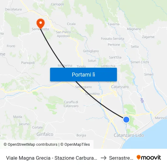 Viale Magna Grecia - Stazione Carburanti Ip to Serrastretta map