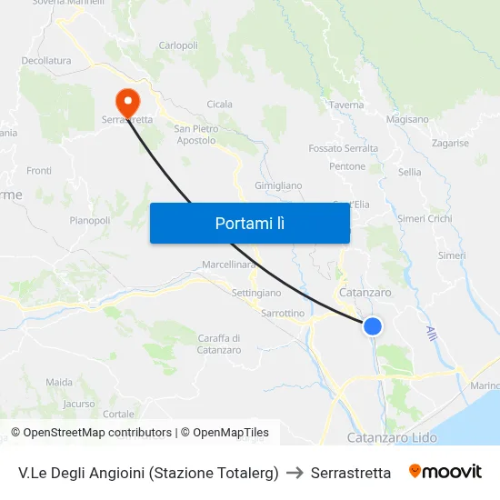 V.Le Degli Angioini (Stazione Totalerg) to Serrastretta map