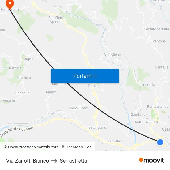 Via Zanotti Bianco to Serrastretta map