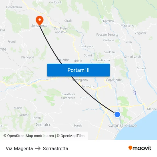 Via Magenta to Serrastretta map
