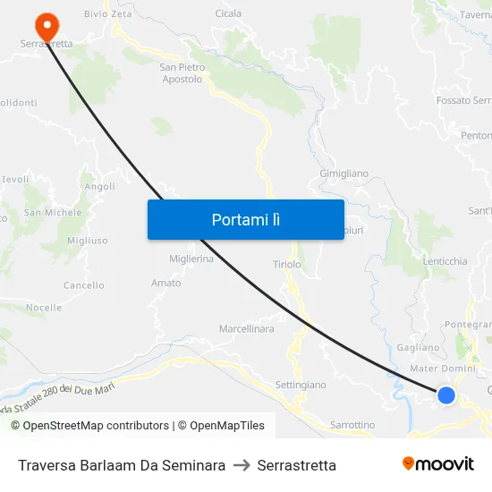 Traversa Barlaam Da Seminara to Serrastretta map