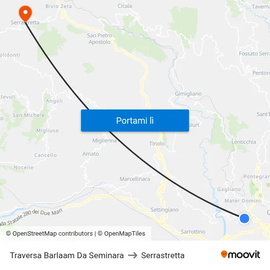 Traversa Barlaam Da Seminara to Serrastretta map
