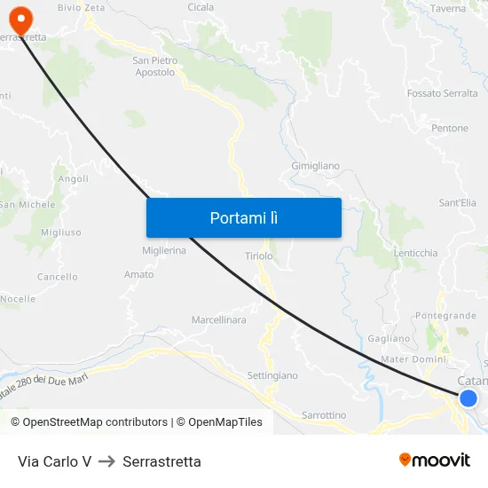 Via Carlo V to Serrastretta map