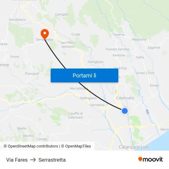 Via Fares to Serrastretta map