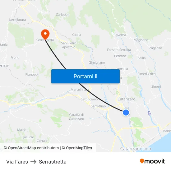 Via Fares to Serrastretta map