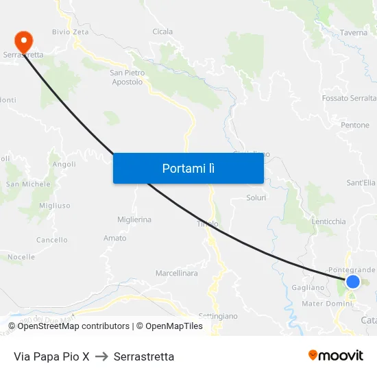 Via Papa Pio X to Serrastretta map