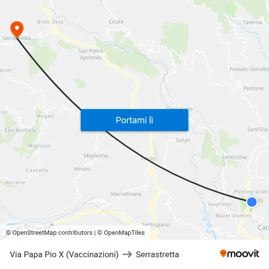 Via Papa Pio X (Vaccinazioni) to Serrastretta map