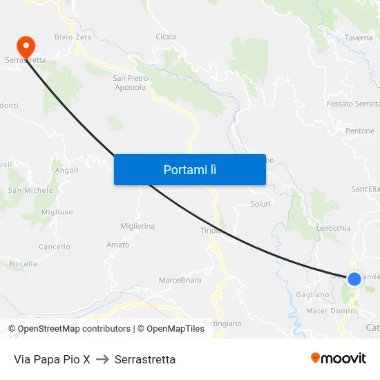 Via Papa Pio X to Serrastretta map