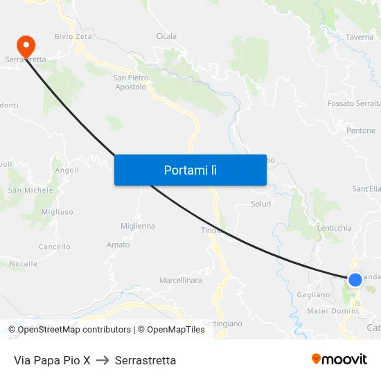 Via Papa Pio X to Serrastretta map
