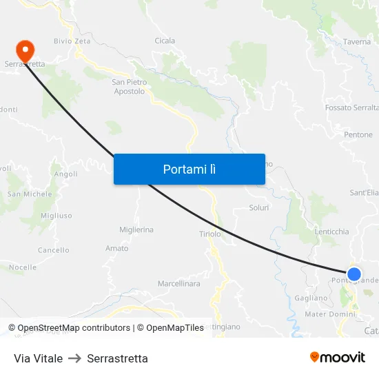 Via Vitale to Serrastretta map