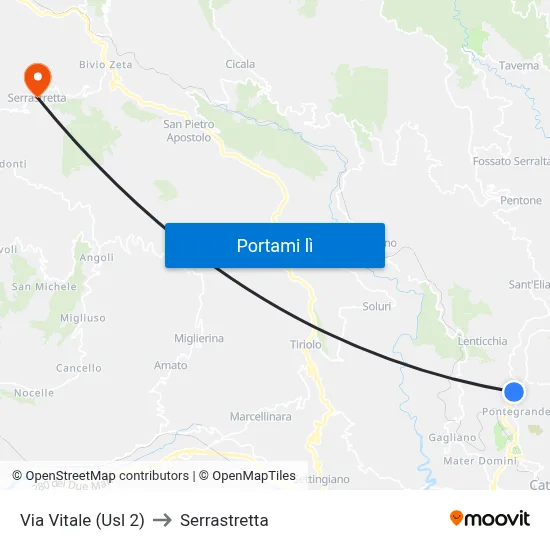 Via Vitale (Usl 2) to Serrastretta map
