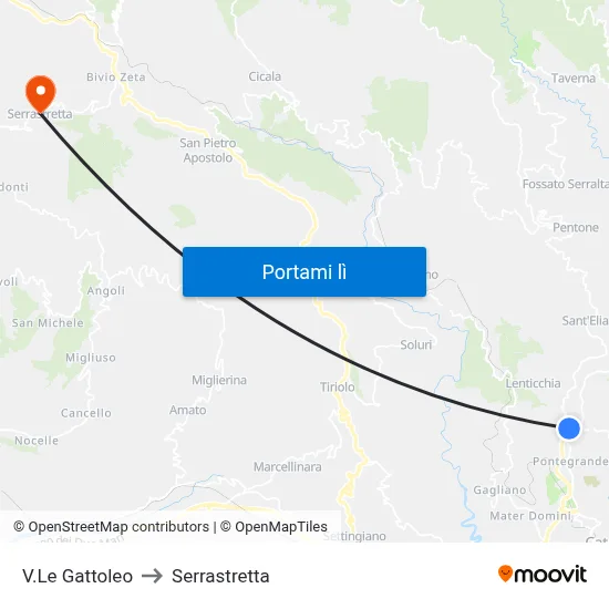 V.Le Gattoleo to Serrastretta map
