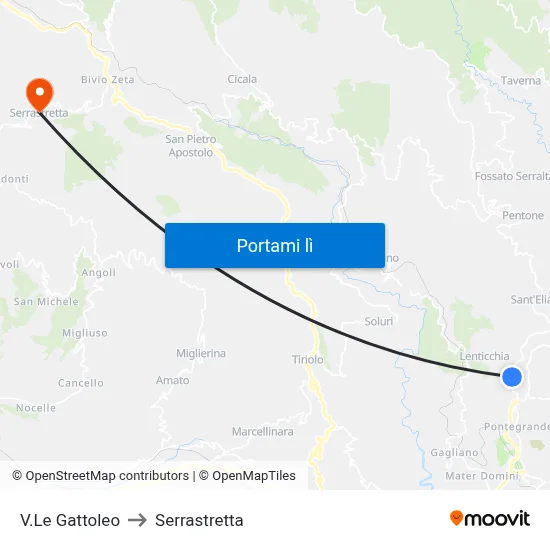 V.Le Gattoleo to Serrastretta map