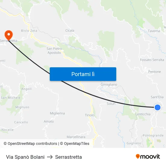 Via Spanò Bolani to Serrastretta map