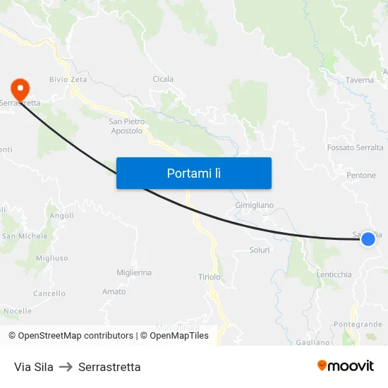 Via Sila to Serrastretta map