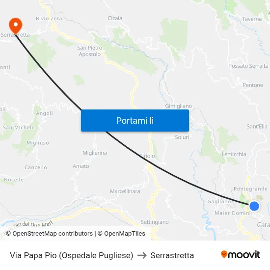 Via Papa Pio (Ospedale Pugliese) to Serrastretta map