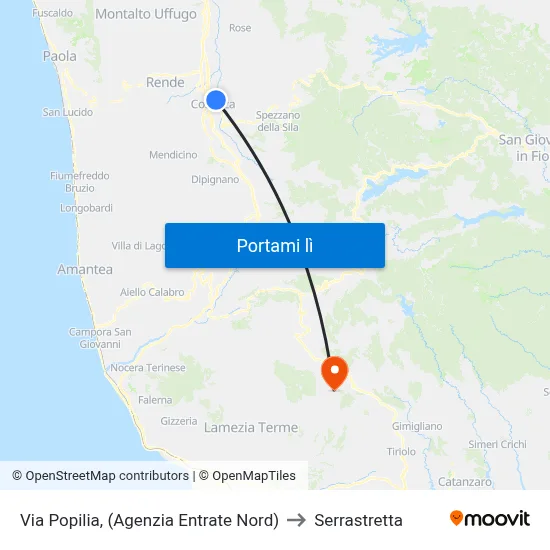 Via Popilia, (Agenzia Entrate Nord) to Serrastretta map
